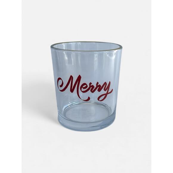 Threshold Merry Glass Tumbler Gold Rim Holiday Drinkware New with Tag - Picture 4 of 5